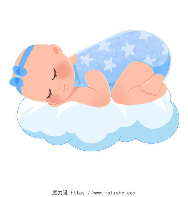卡通可爱母婴元素婴儿睡觉插画世界睡眠日